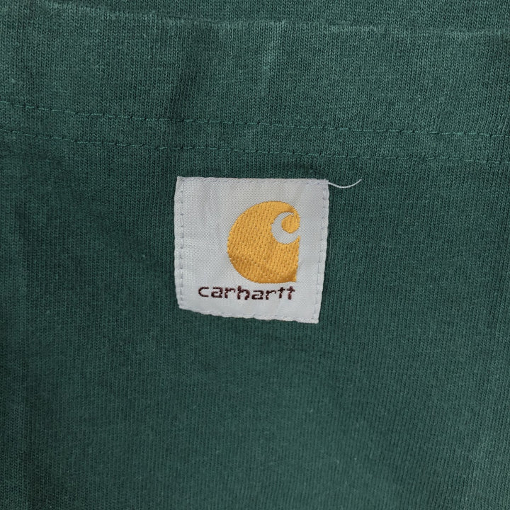 Carhartt Henley neck plain pocket long T-shirt long T men's L size cotton green type Vintage Second Hand