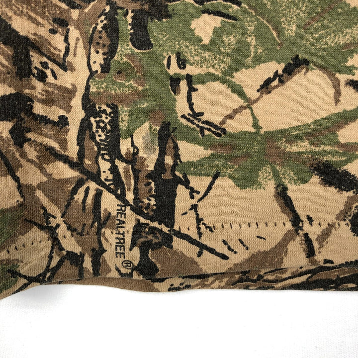 90'S REDHEAD Camouflage Pattern Real Tree Camo Long-Sleeve T-Shirt, Made in USA, Men's Size L (Equivalent), Vintage unclear brown type Vintage Second Hand