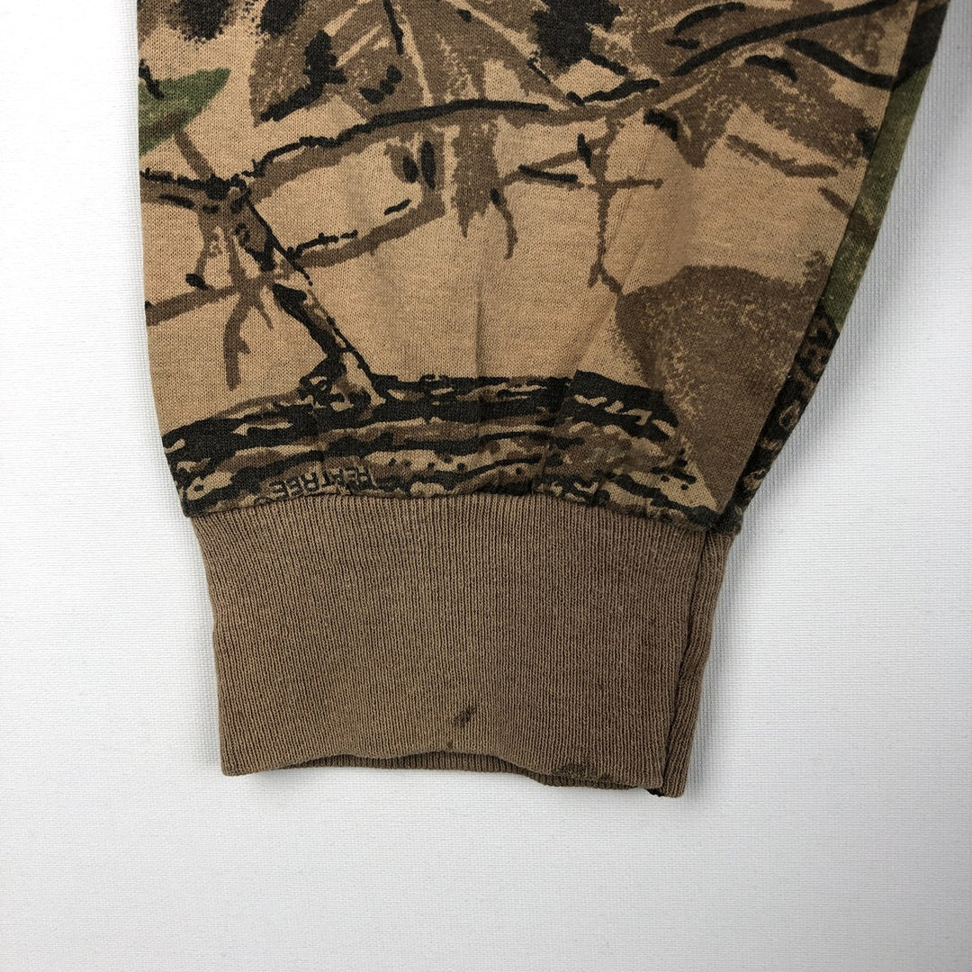 90'S REDHEAD Camouflage Pattern Real Tree Camo Long-Sleeve T-Shirt, Made in USA, Men's Size L (Equivalent), Vintage unclear brown type Vintage Second Hand