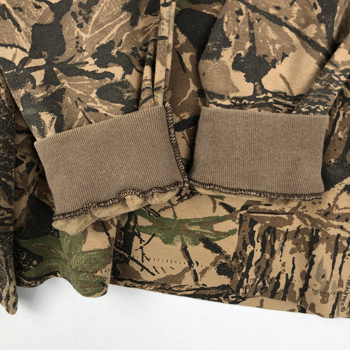 90'S REDHEAD Camouflage Pattern Real Tree Camo Long-Sleeve T-Shirt, Made in USA, Men's Size L (Equivalent), Vintage unclear brown type Vintage Second Hand