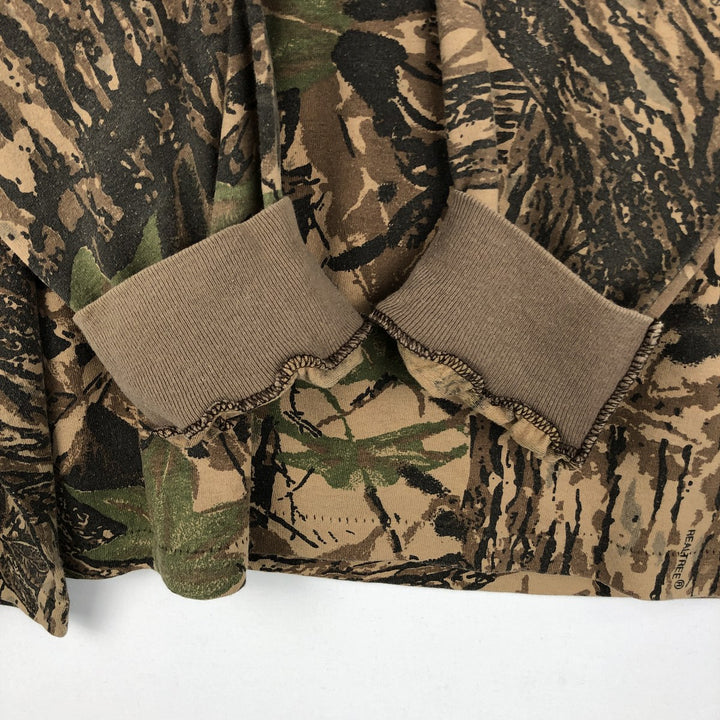 90'S REDHEAD Camouflage Pattern Real Tree Camo Long-Sleeve T-Shirt, Made in USA, Men's Size L (Equivalent), Vintage unclear brown type Vintage Second Hand