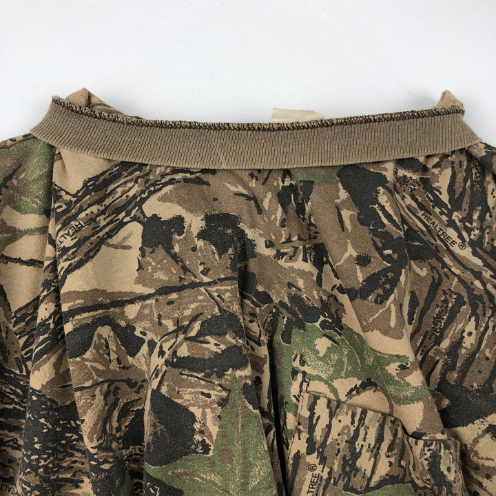 90'S REDHEAD Camouflage Pattern Real Tree Camo Long-Sleeve T-Shirt, Made in USA, Men's Size L (Equivalent), Vintage unclear brown type Vintage Second Hand