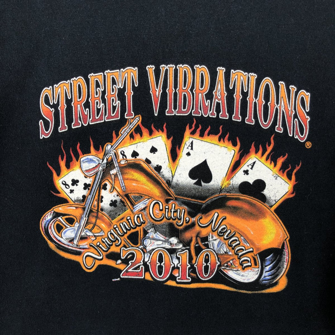 Fruit of the Loom Motorcycle Long-Sleeve T-Shirt (Men's Size L) cotton black type Vintage Second Hand