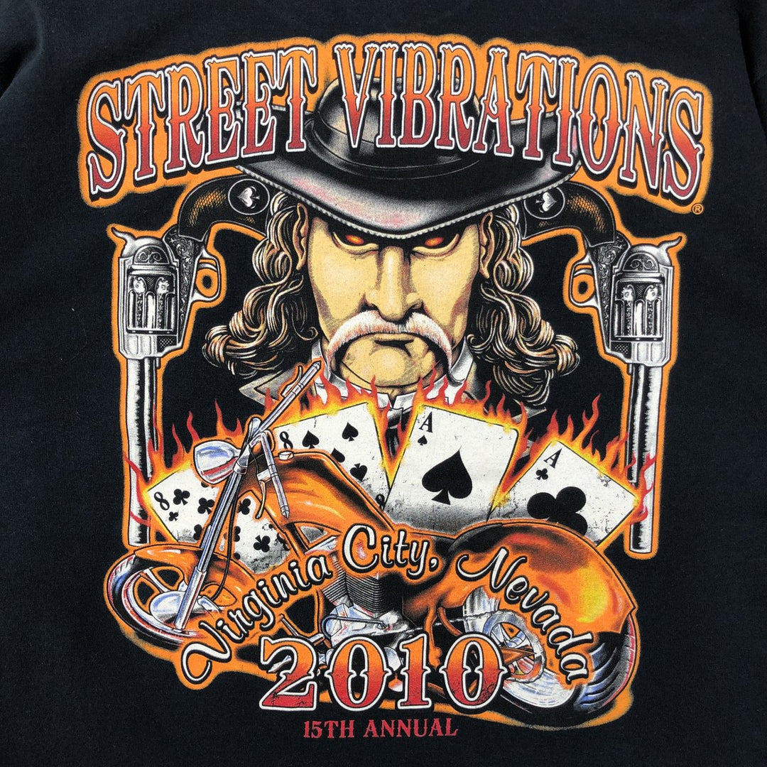 Fruit of the Loom Motorcycle Long-Sleeve T-Shirt (Men's Size L) cotton black type Vintage Second Hand