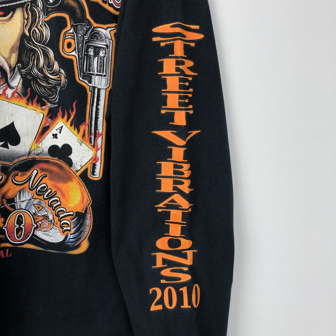 Fruit of the Loom Motorcycle Long-Sleeve T-Shirt (Men's Size L) cotton black type Vintage Second Hand