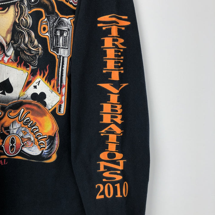 Fruit of the Loom Motorcycle Long-Sleeve T-Shirt (Men's Size L) cotton black type Vintage Second Hand