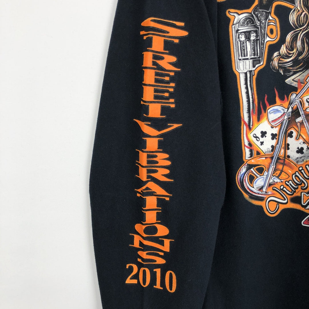 Fruit of the Loom Motorcycle Long-Sleeve T-Shirt (Men's Size L) cotton black type Vintage Second Hand