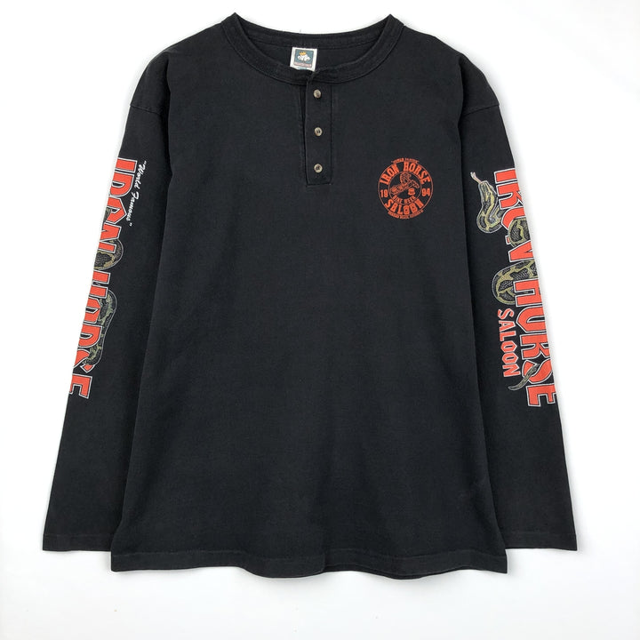 Delta Long-Sleeve T-Shirt (Men's Size M) cotton black type Vintage Second Hand