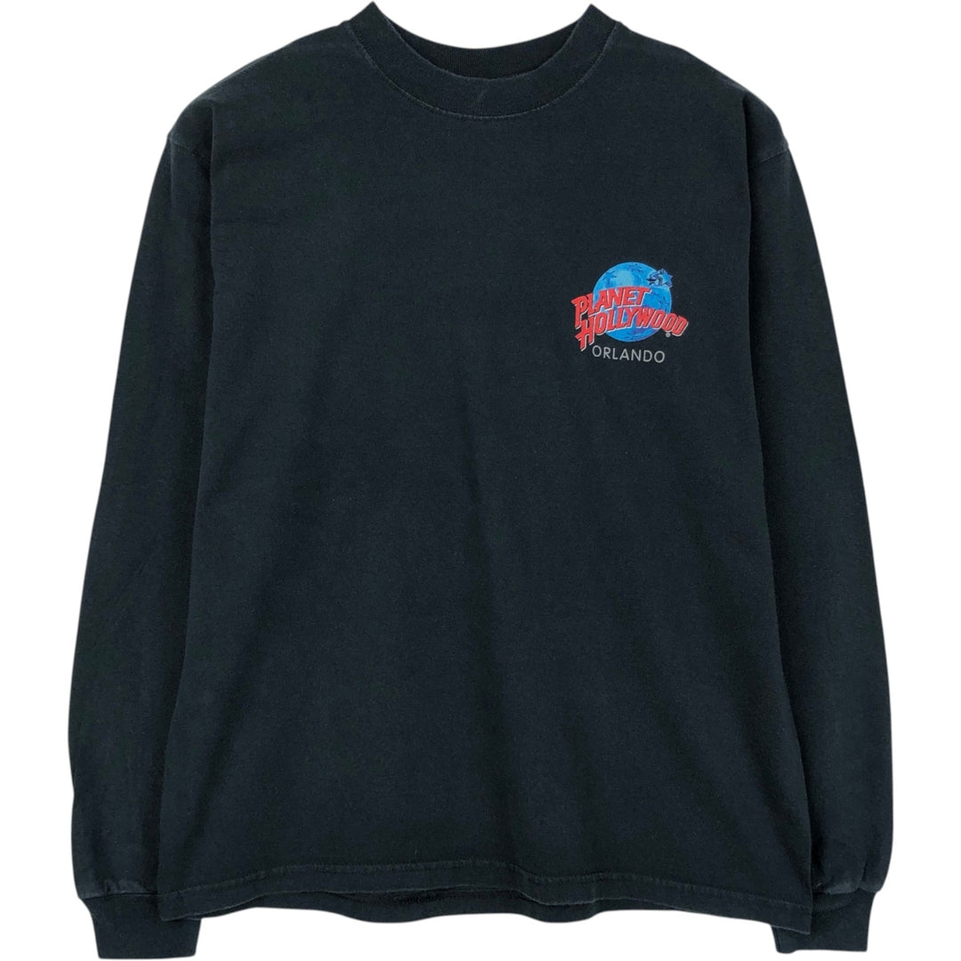90'S Planet Hollywood Walt Disney World Resort Long-Sleeve T-Shirt, Men's Size M (approx.), Vintage cotton black type Vintage Second Hand