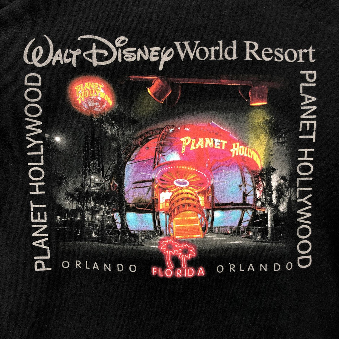 90'S Planet Hollywood Walt Disney World Resort Long-Sleeve T-Shirt, Men's Size M (approx.), Vintage cotton black type Vintage Second Hand