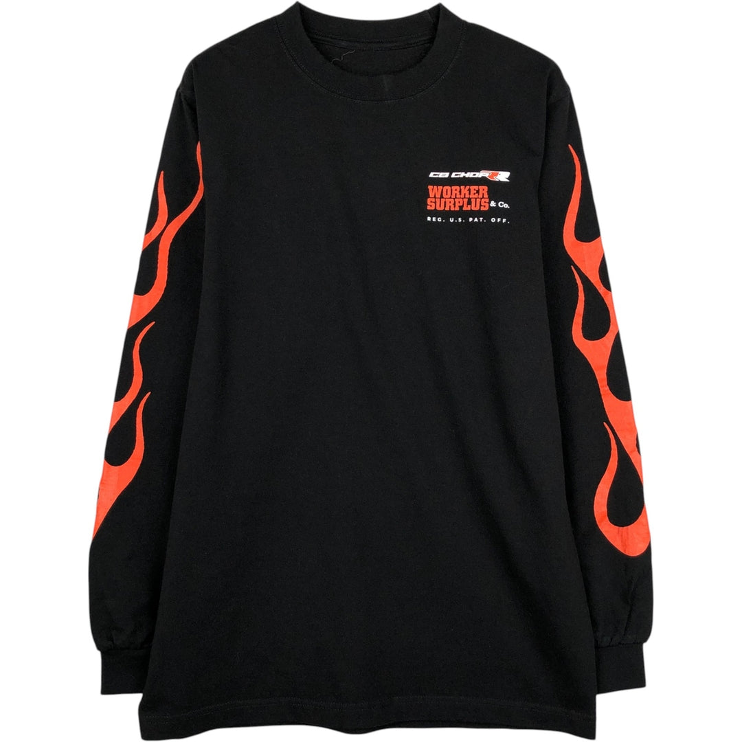 WORKER SURPLUS & Co. Motorcycle Long-Sleeve T-Shirt (Men's Size S) unclear black type Vintage Second Hand