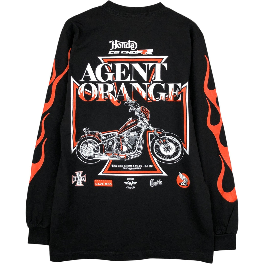 WORKER SURPLUS & Co. Motorcycle Long-Sleeve T-Shirt (Men's Size S) unclear black type Vintage Second Hand