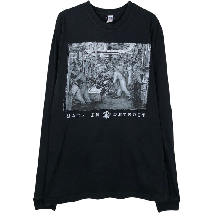 Royal Apparel PT TECH Advertising Long-Sleeve T-Shirt, Made in USA, Men's Size M (Equivalent), Vintage cotton black type Vintage Second Hand