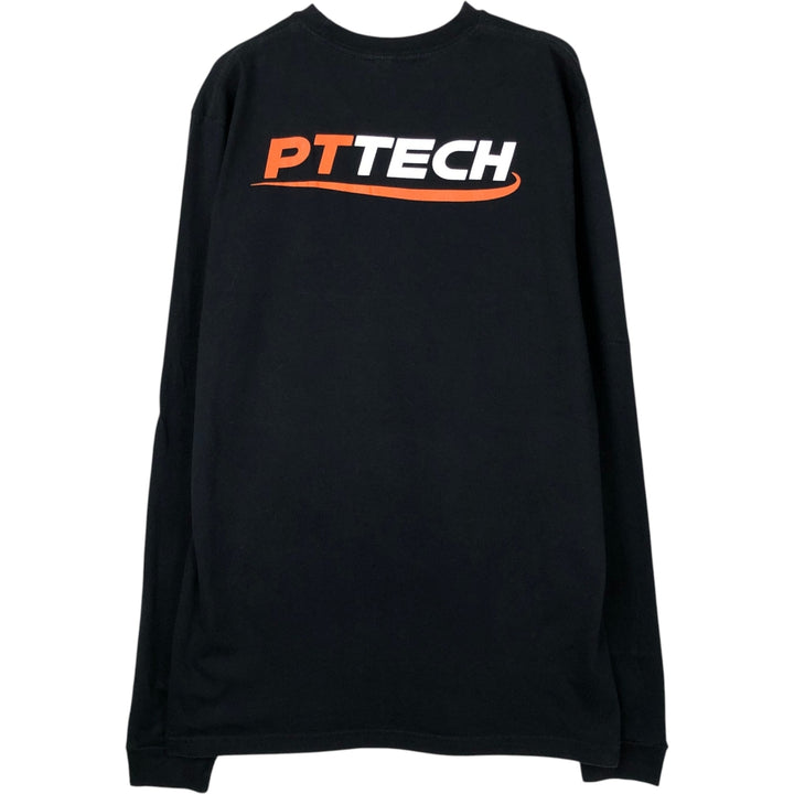 Royal Apparel PT TECH Advertising Long-Sleeve T-Shirt, Made in USA, Men's Size M (Equivalent), Vintage cotton black type Vintage Second Hand