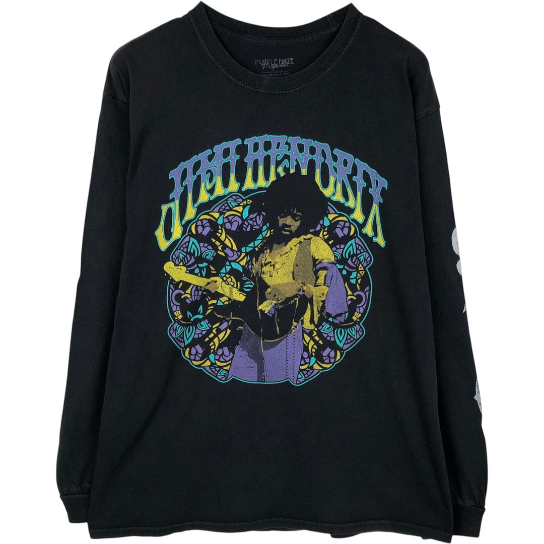 JIMI HENDRIX Long-Sleeve Band T-Shirt (Men's Size L) unclear black type Vintage Second Hand