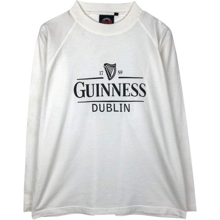 GUINNESS Beer Advertising Raglan Sleeve Long T-Shirt (Men's XL equivalent) cotton white type Vintage Second Hand