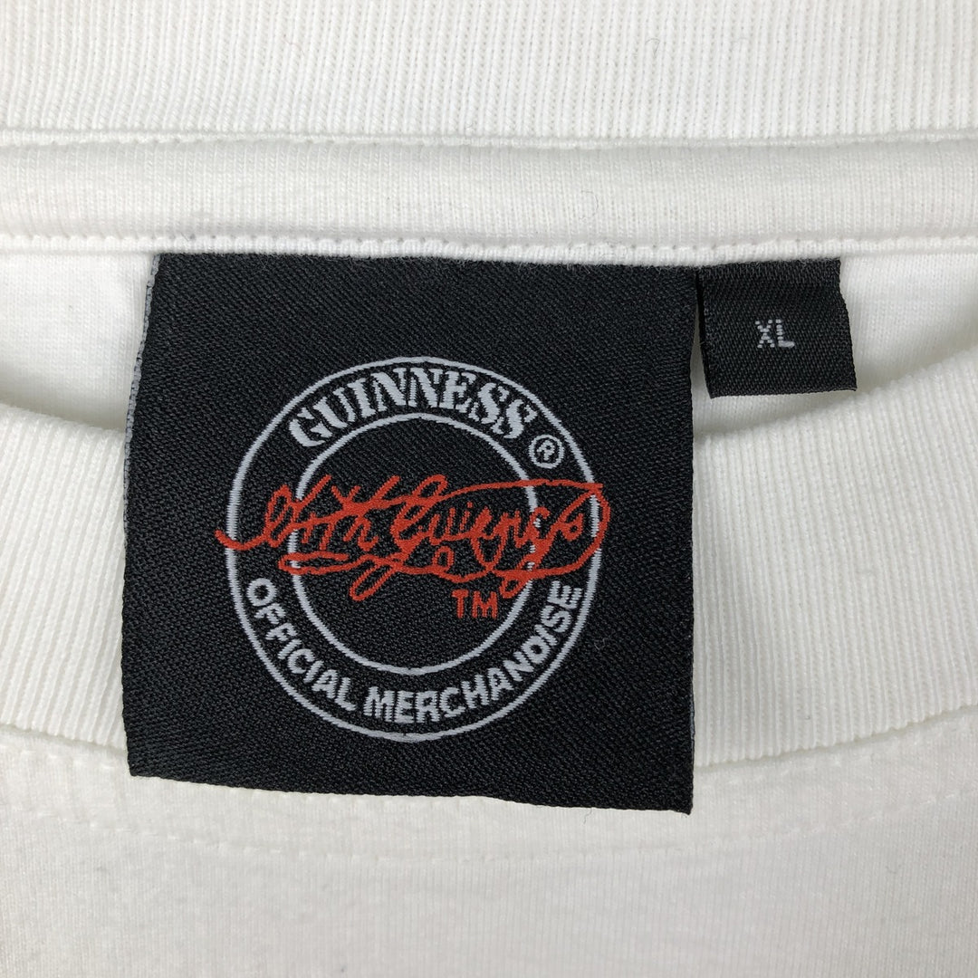 GUINNESS Beer Advertising Raglan Sleeve Long T-Shirt (Men's XL equivalent) cotton white type Vintage Second Hand