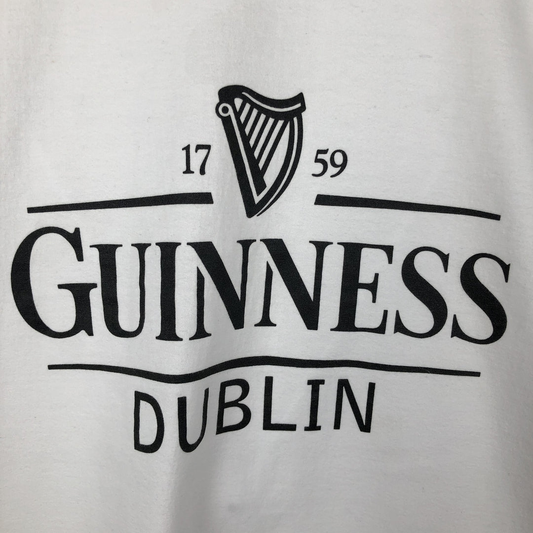 GUINNESS Beer Advertising Raglan Sleeve Long T-Shirt (Men's XL equivalent) cotton white type Vintage Second Hand