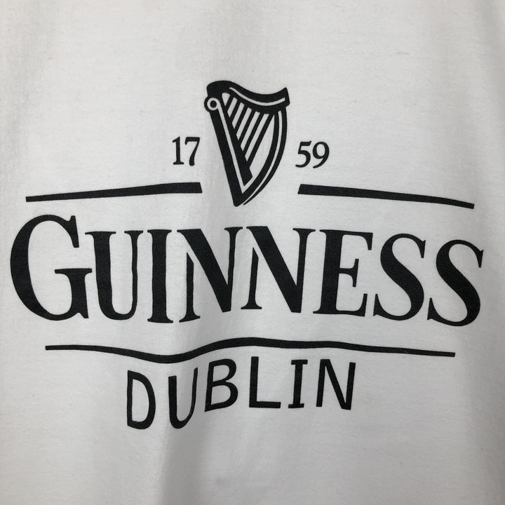 GUINNESS Beer Advertising Raglan Sleeve Long T-Shirt (Men's XL equivalent) cotton white type Vintage Second Hand
