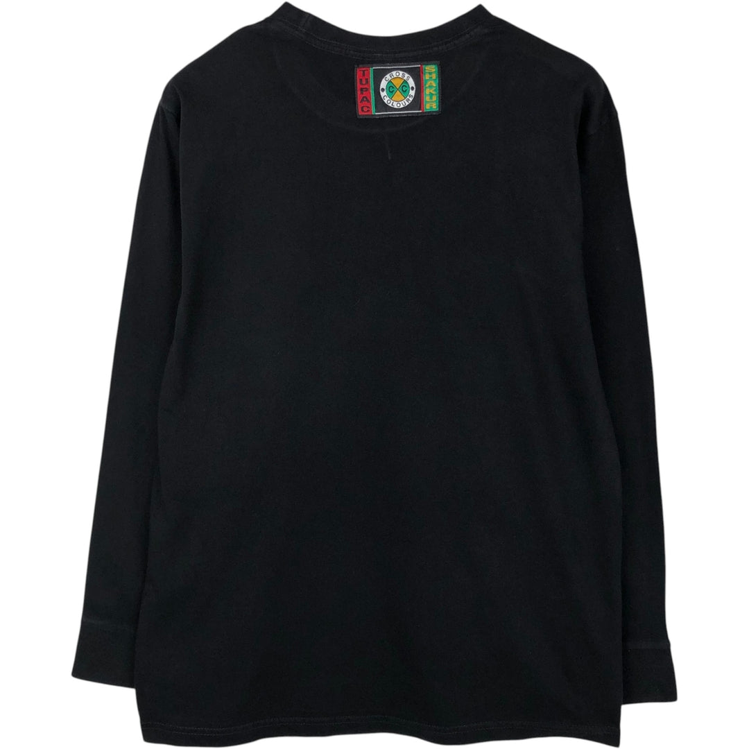 2pac Long-Sleeve Wrap T-Shirt (Men's Size M) cotton black type Vintage Second Hand