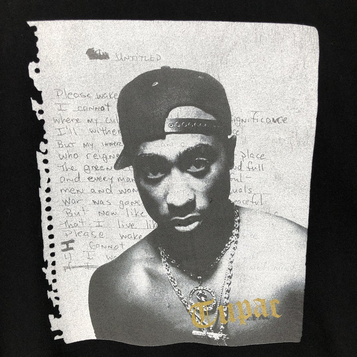 2pac Long-Sleeve Wrap T-Shirt (Men's Size M) cotton black type Vintage Second Hand