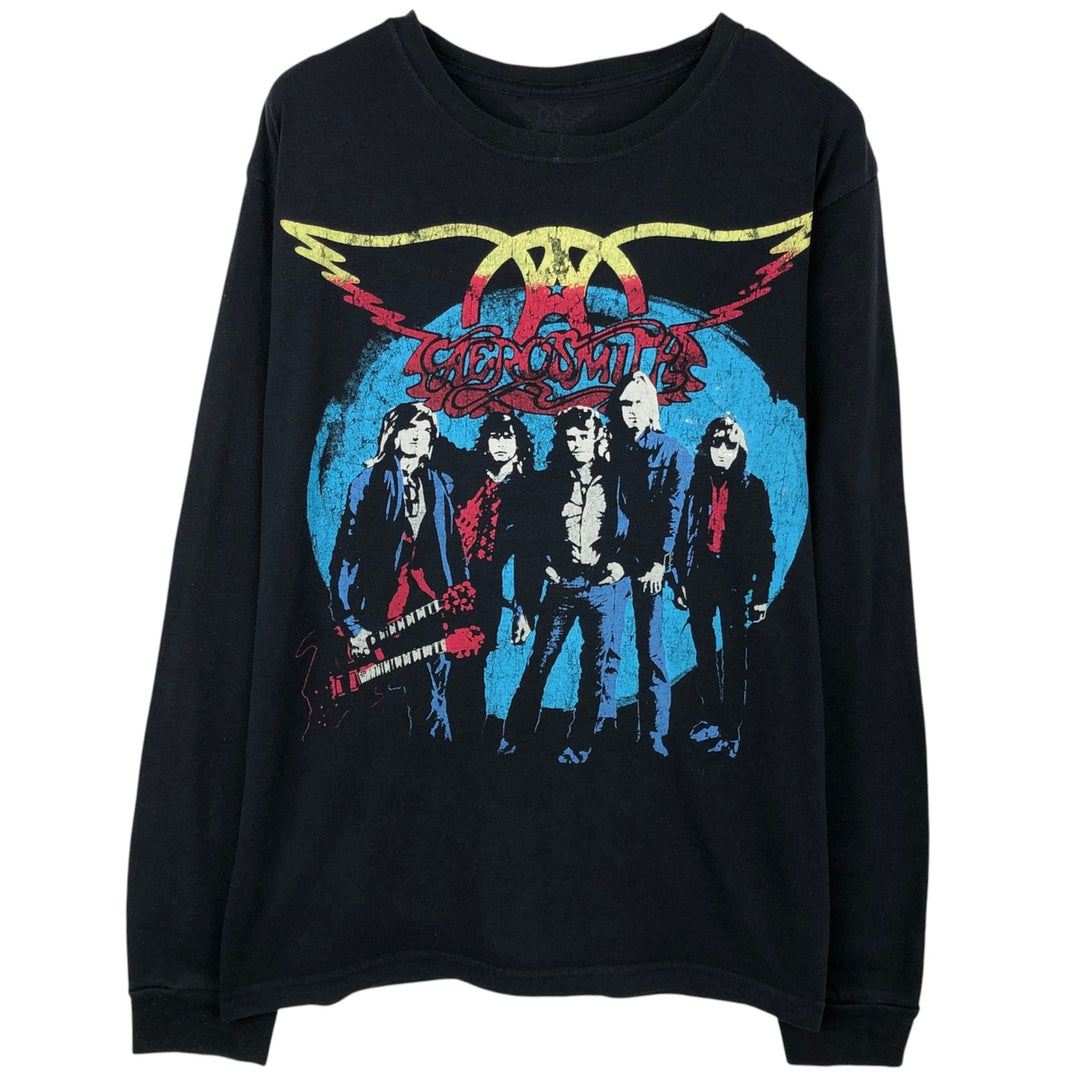 AEROSMITH Aerosmith Long-Sleeve Band T-Shirt (Men's Size L) unclear black type Vintage Second Hand