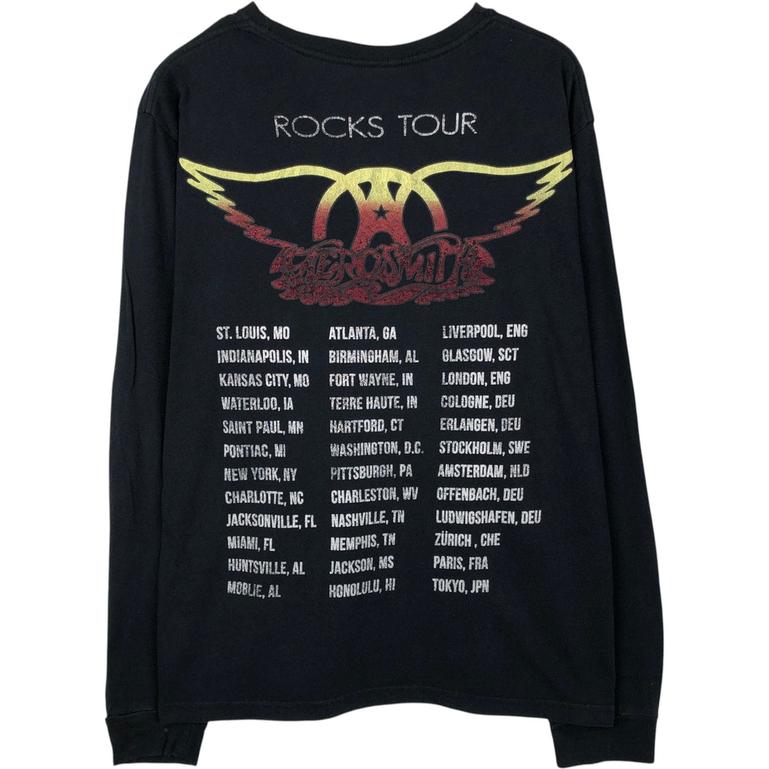 AEROSMITH Aerosmith Long-Sleeve Band T-Shirt (Men's Size L) unclear black type Vintage Second Hand