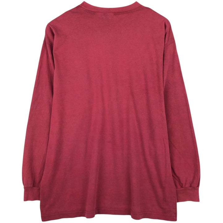 MICKEY MOUSE & DONALD DUCK Long-Sleeve T-Shirt (Men's XL equivalent) cotton burgundy type Vintage Second Hand
