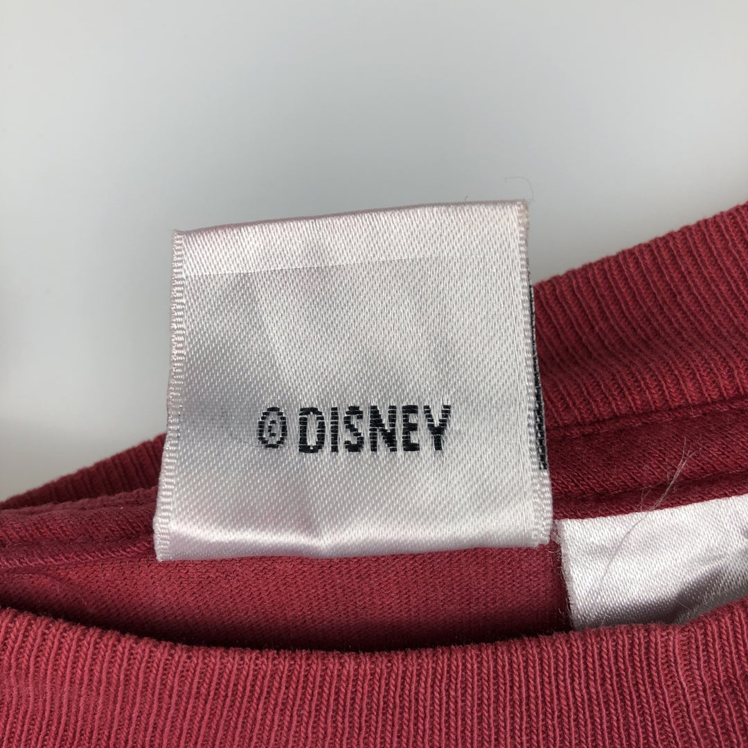 MICKEY MOUSE & DONALD DUCK Long-Sleeve T-Shirt (Men's XL equivalent) cotton burgundy type Vintage Second Hand
