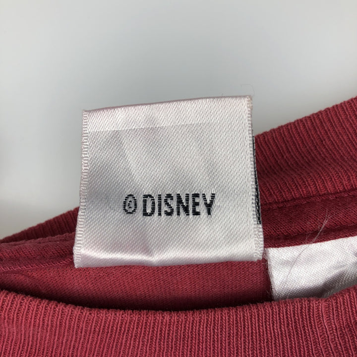 MICKEY MOUSE & DONALD DUCK Long-Sleeve T-Shirt (Men's XL equivalent) cotton burgundy type Vintage Second Hand
