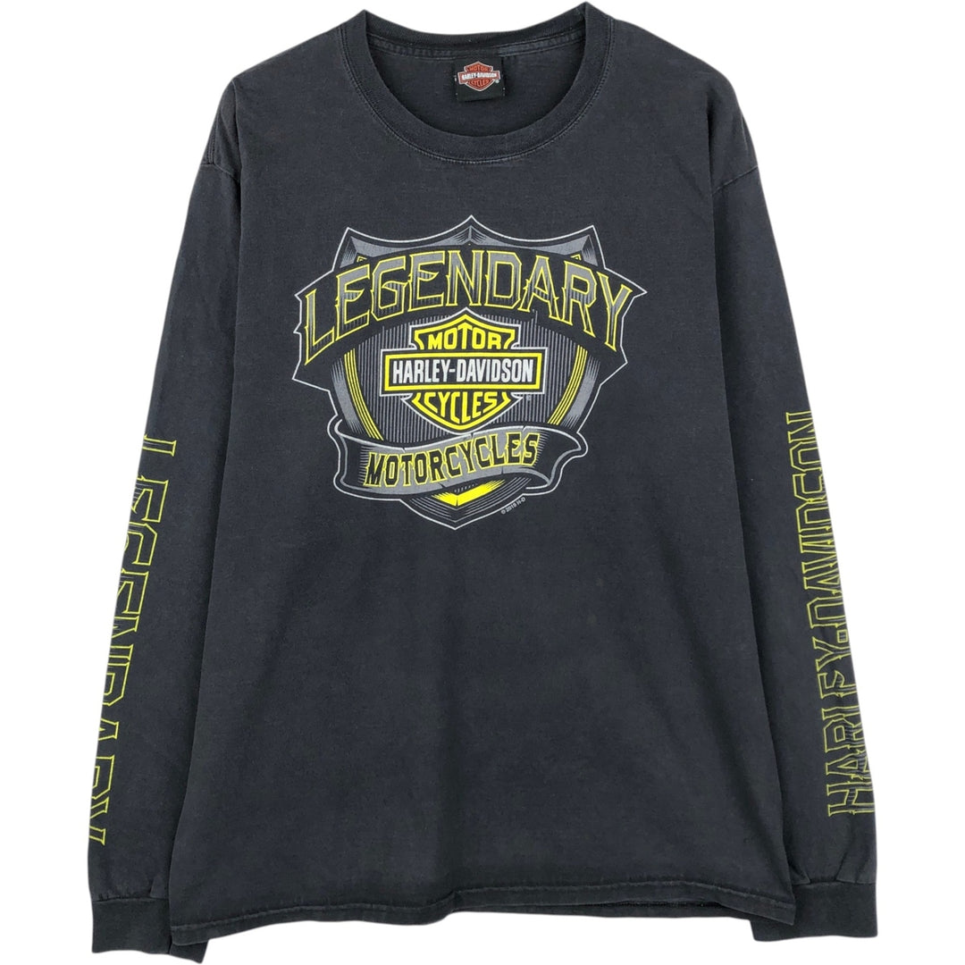 Harley-Davidson Motorcycle Long-Sleeve T-Shirt (Men's Size L) unclear black type Vintage Second Hand