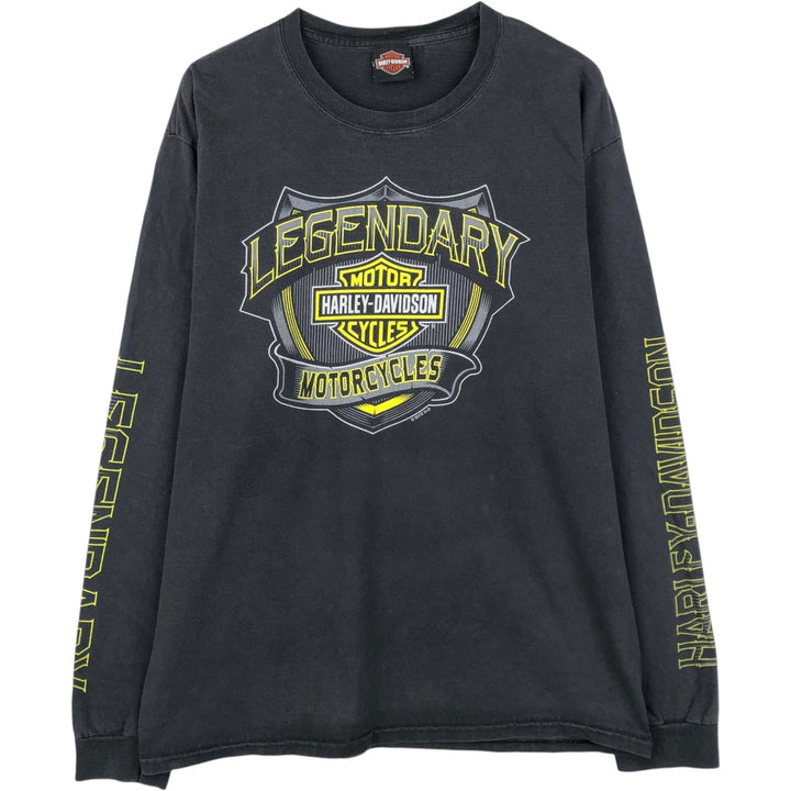 Harley-Davidson Motorcycle Long-Sleeve T-Shirt (Men's Size L) unclear black type Vintage Second Hand