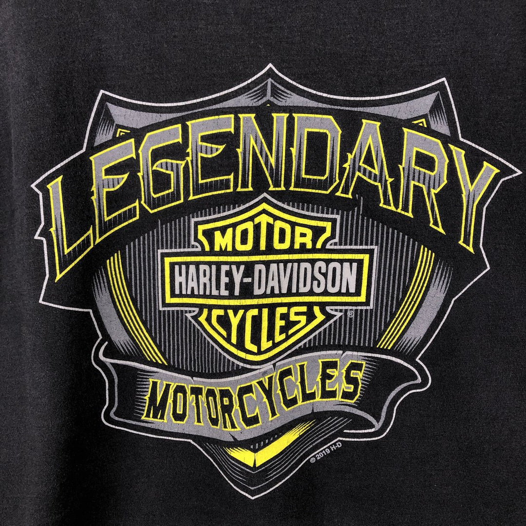 Harley-Davidson Motorcycle Long-Sleeve T-Shirt (Men's Size L) unclear black type Vintage Second Hand