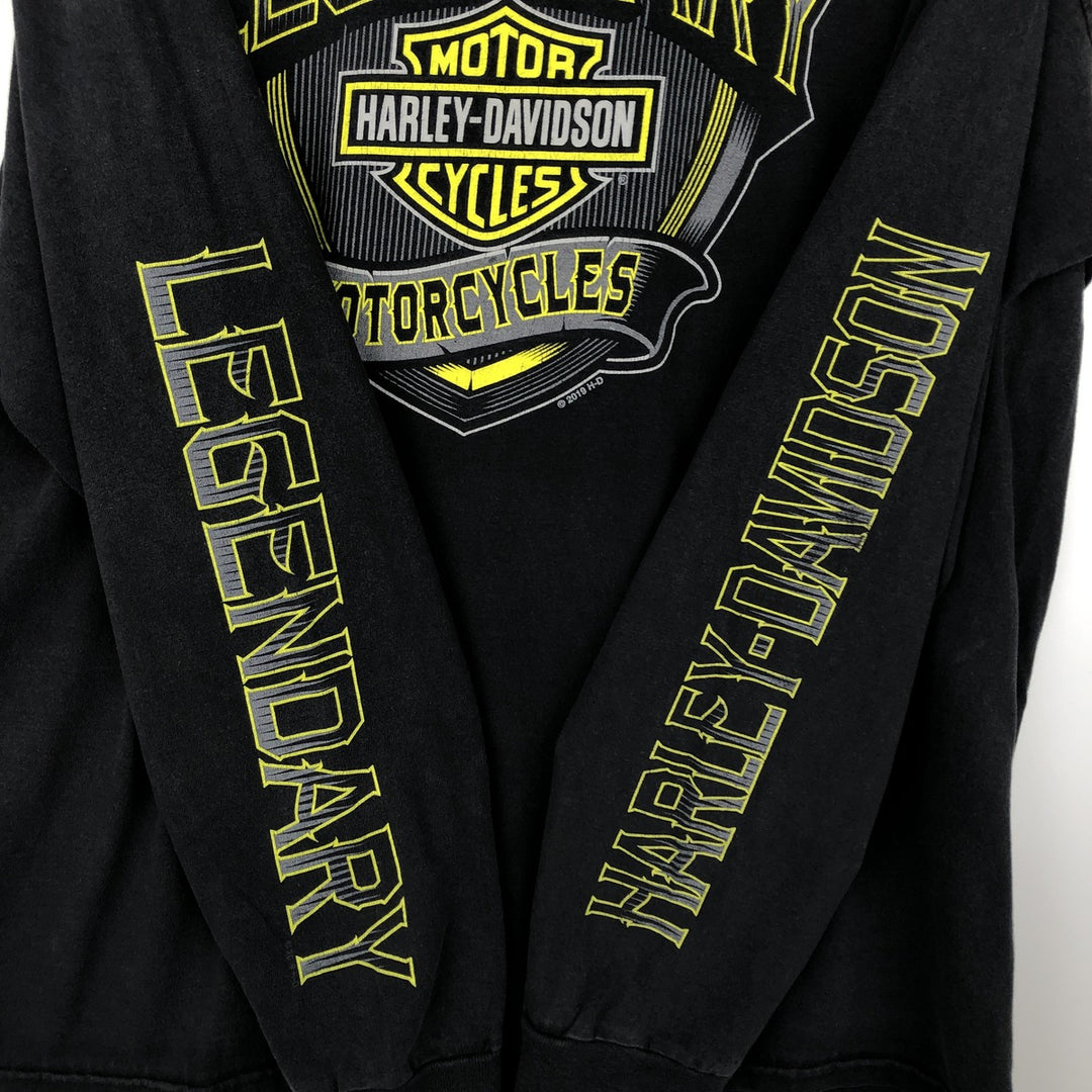 Harley-Davidson Motorcycle Long-Sleeve T-Shirt (Men's Size L) unclear black type Vintage Second Hand