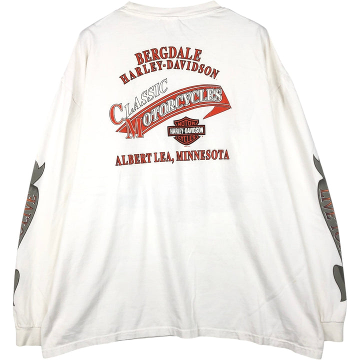 Harley-Davidson Eagle Pattern Motorcycle Long Sleeve T-Shirt, Men's XXL cotton white type Vintage Second Hand
