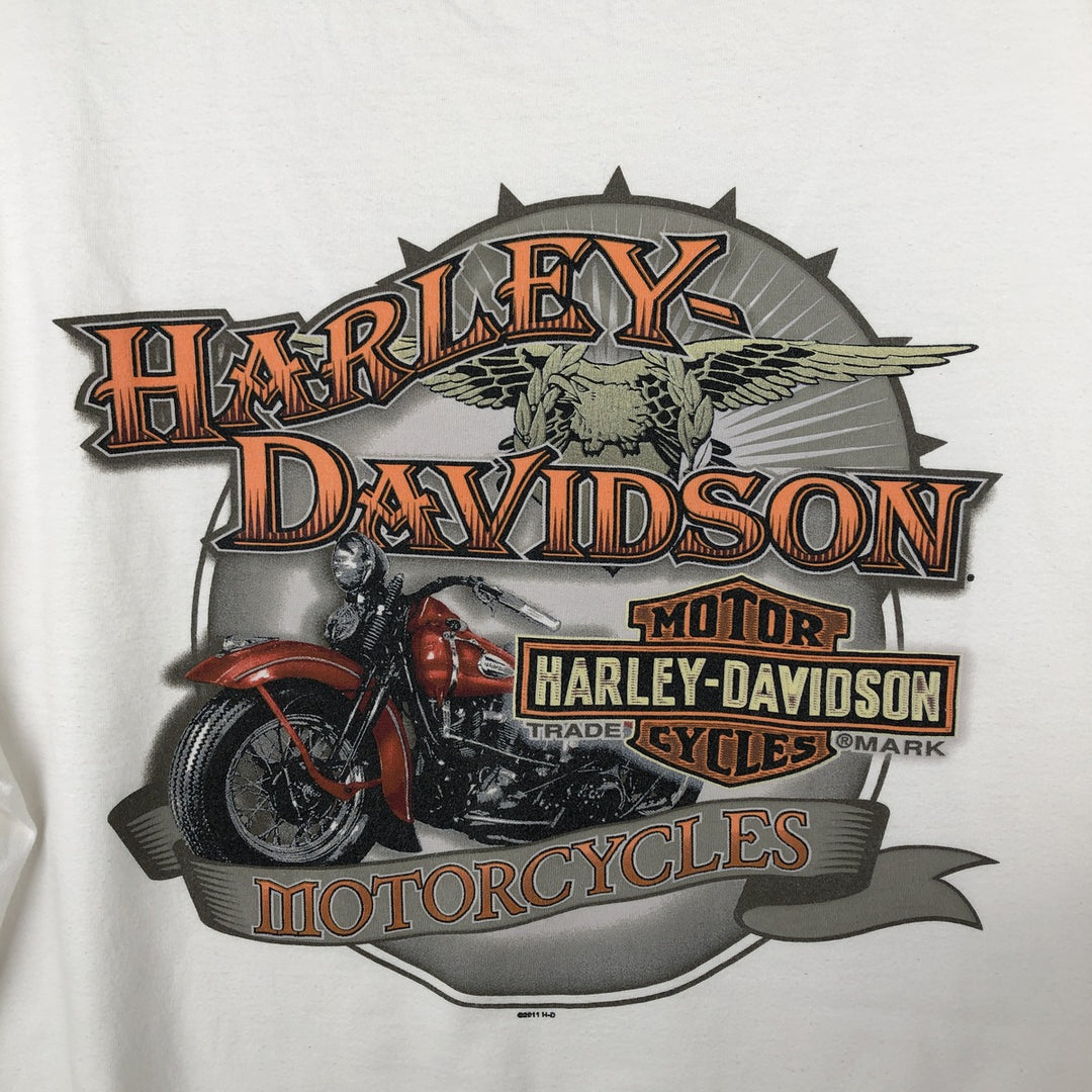 Harley-Davidson Eagle Pattern Motorcycle Long Sleeve T-Shirt, Men's XXL cotton white type Vintage Second Hand