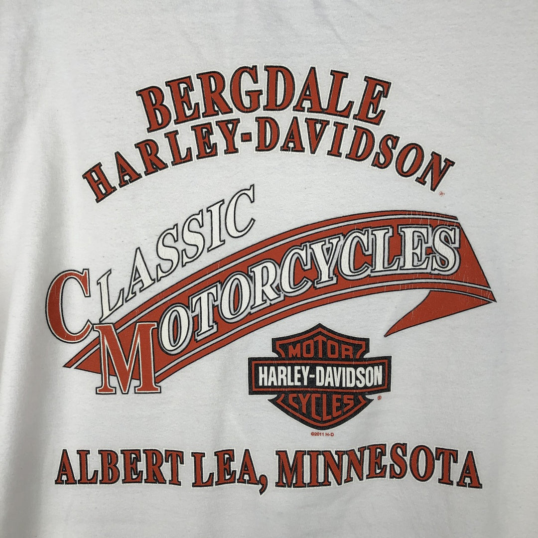 Harley-Davidson Eagle Pattern Motorcycle Long Sleeve T-Shirt, Men's XXL cotton white type Vintage Second Hand