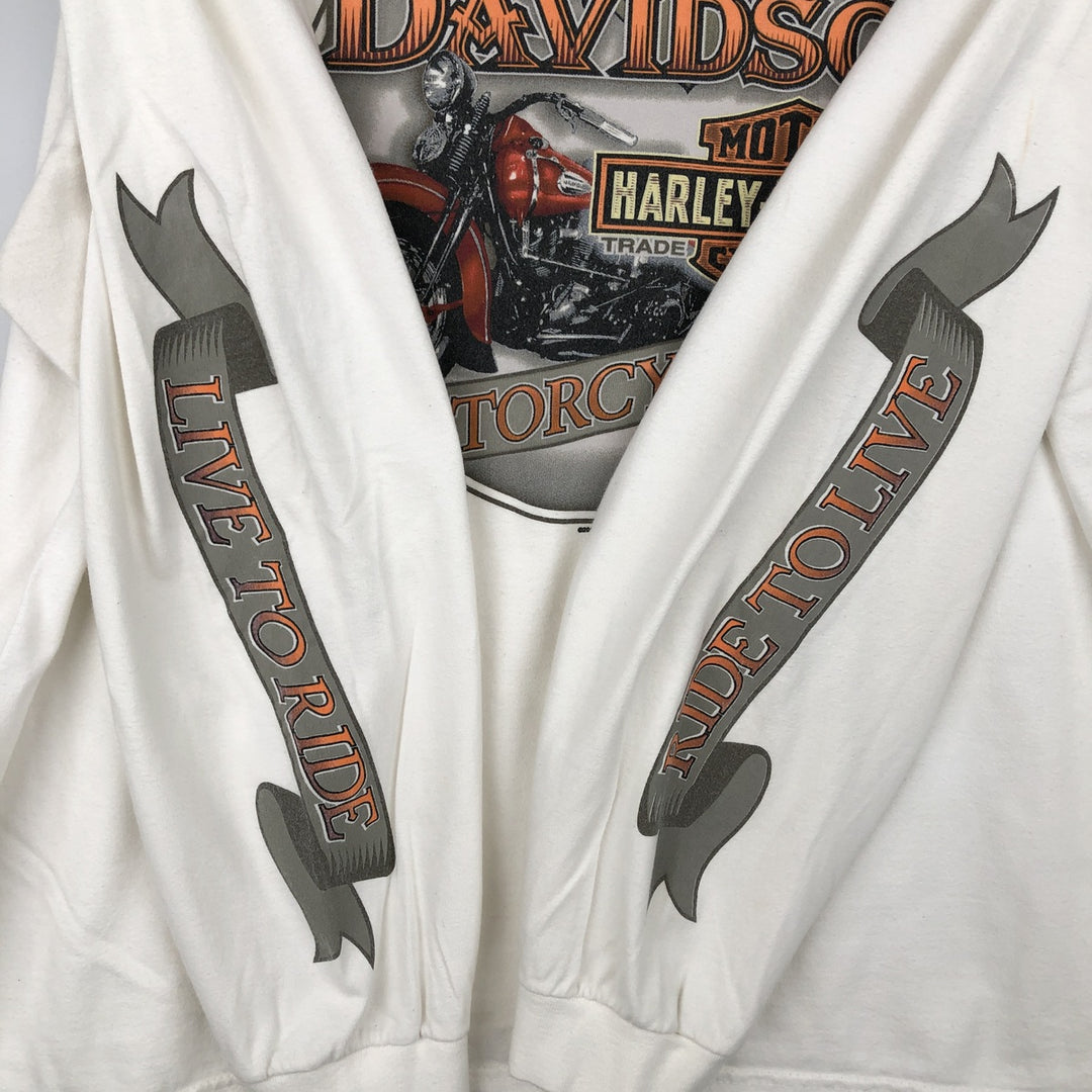 Harley-Davidson Eagle Pattern Motorcycle Long Sleeve T-Shirt, Men's XXL cotton white type Vintage Second Hand