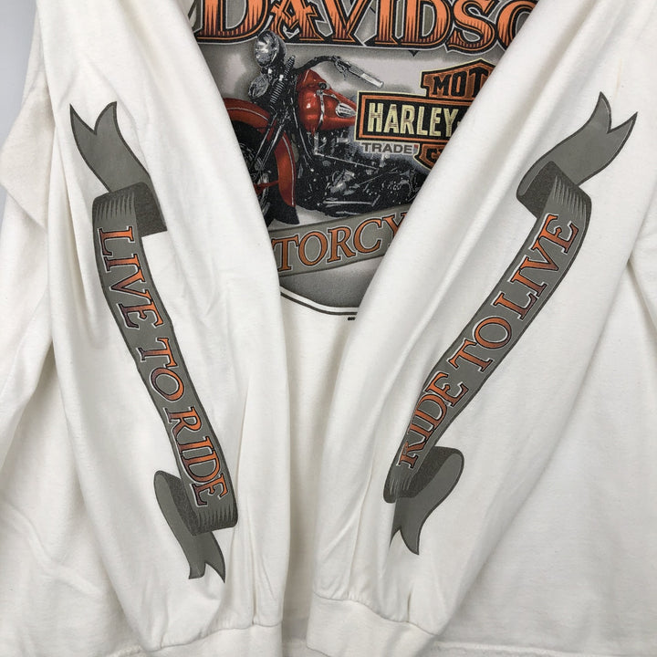 Harley-Davidson Eagle Pattern Motorcycle Long Sleeve T-Shirt, Men's XXL cotton white type Vintage Second Hand