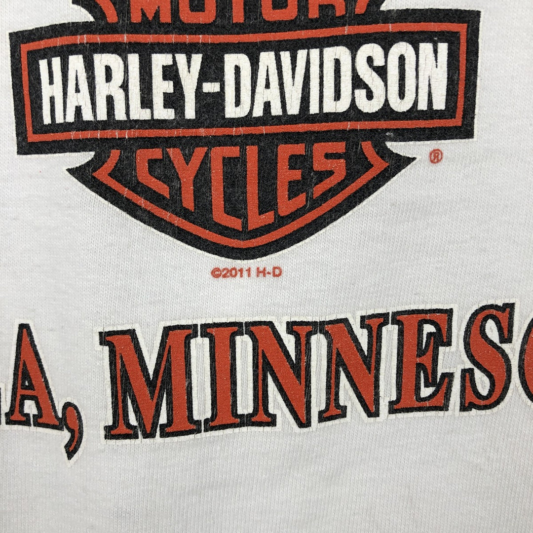 Harley-Davidson Eagle Pattern Motorcycle Long Sleeve T-Shirt, Men's XXL cotton white type Vintage Second Hand