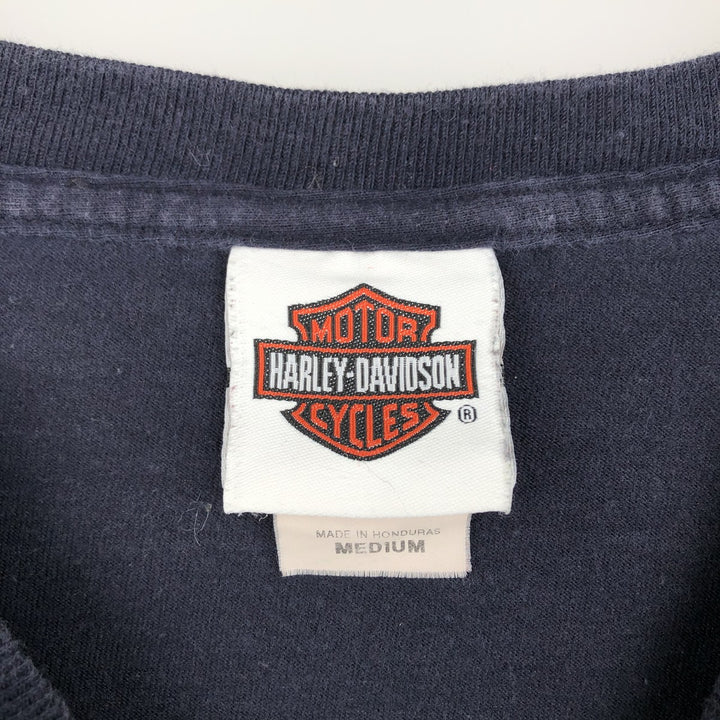 Harley-Davidson Motorcycle Long Sleeve T-Shirt, Men's Size Medium cotton navy blue type Vintage Second Hand