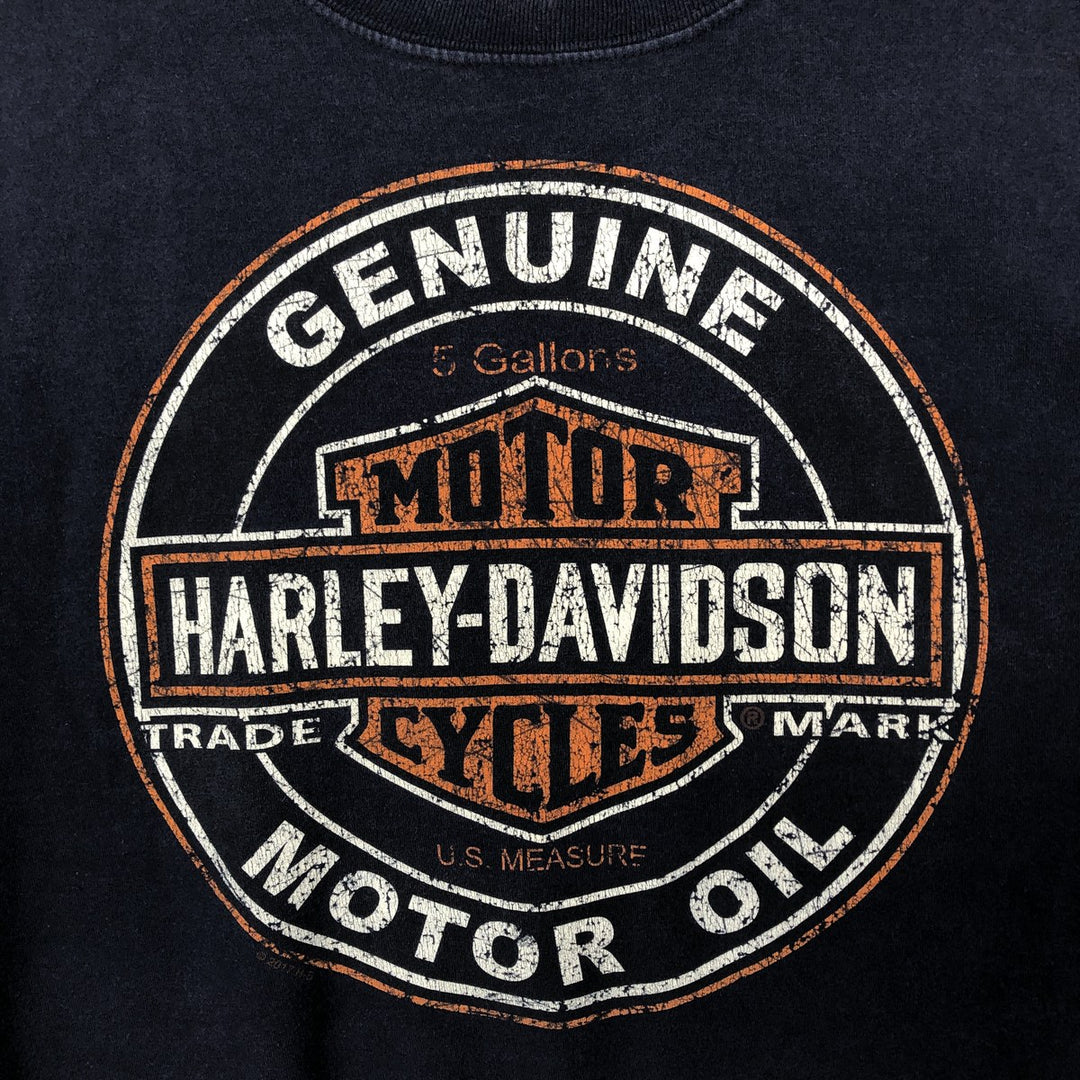 Harley-Davidson Motorcycle Long Sleeve T-Shirt, Men's Size Medium cotton navy blue type Vintage Second Hand
