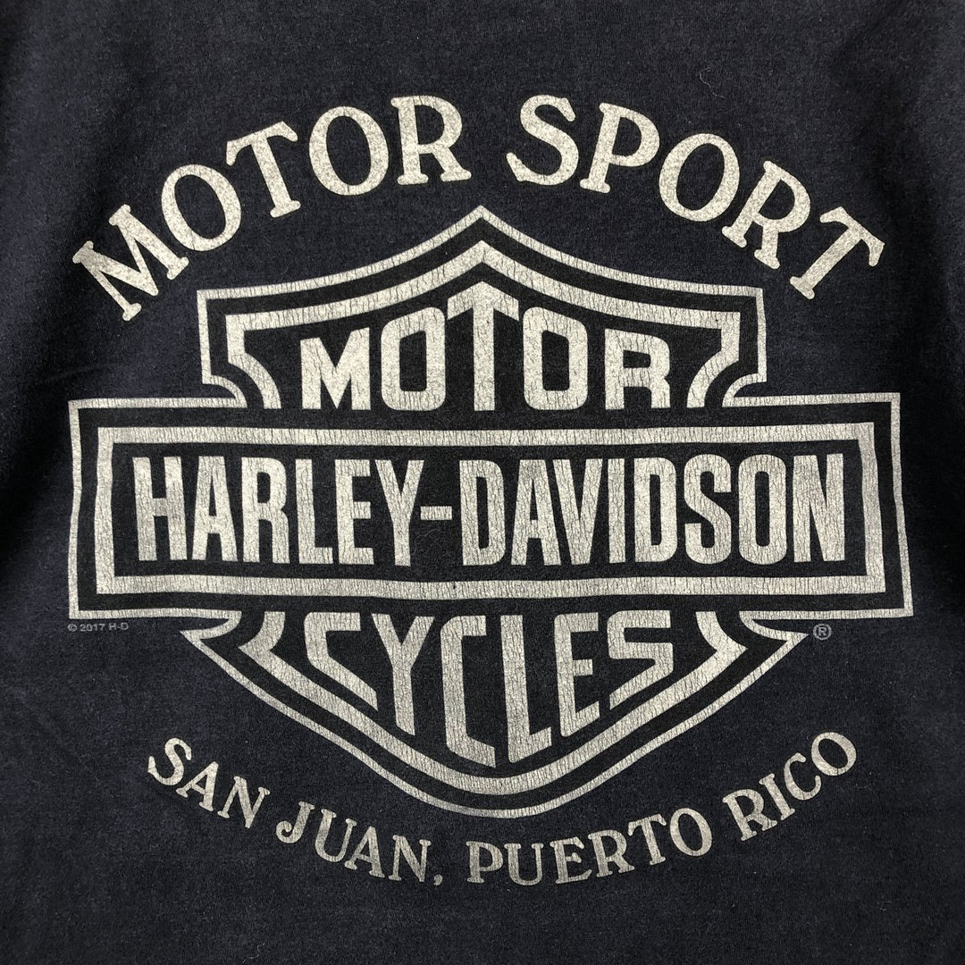 Harley-Davidson Motorcycle Long Sleeve T-Shirt, Men's Size Medium cotton navy blue type Vintage Second Hand