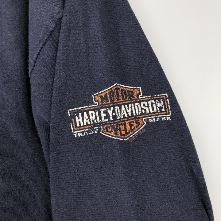 Harley-Davidson Motorcycle Long Sleeve T-Shirt, Men's Size Medium cotton navy blue type Vintage Second Hand