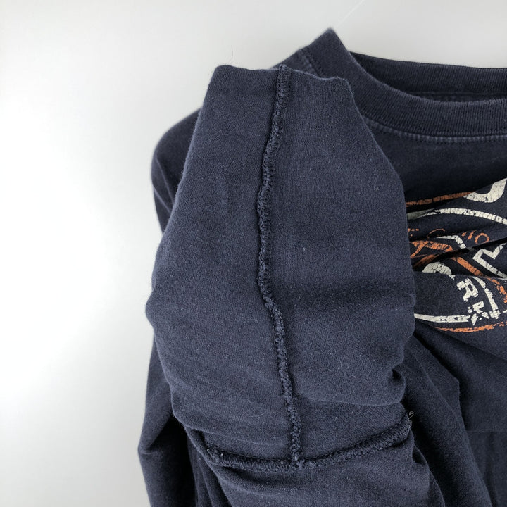 Harley-Davidson Motorcycle Long Sleeve T-Shirt, Men's Size Medium cotton navy blue type Vintage Second Hand