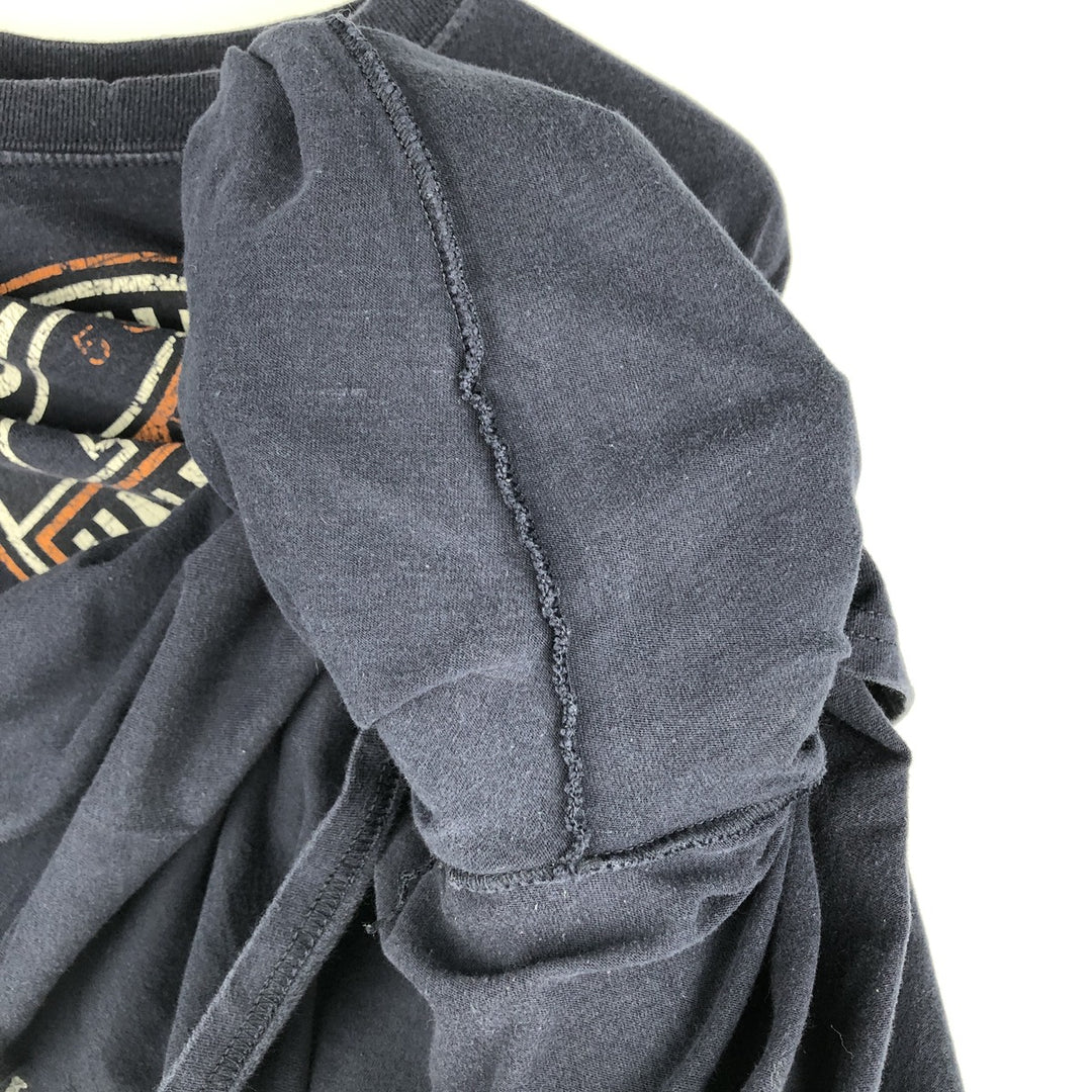 Harley-Davidson Motorcycle Long Sleeve T-Shirt, Men's Size Medium cotton navy blue type Vintage Second Hand