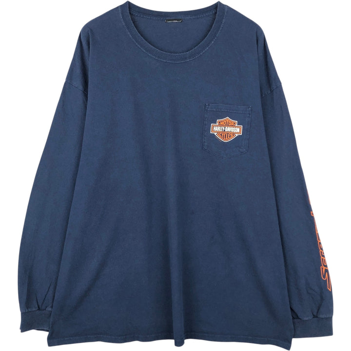 Harley-Davidson Motorcycle Long Sleeve T-Shirt, Men's Size XL unclear navy blue type Vintage Second Hand