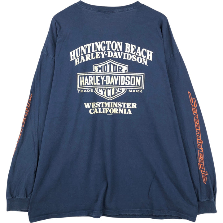 Harley-Davidson Motorcycle Long Sleeve T-Shirt, Men's Size XL unclear navy blue type Vintage Second Hand