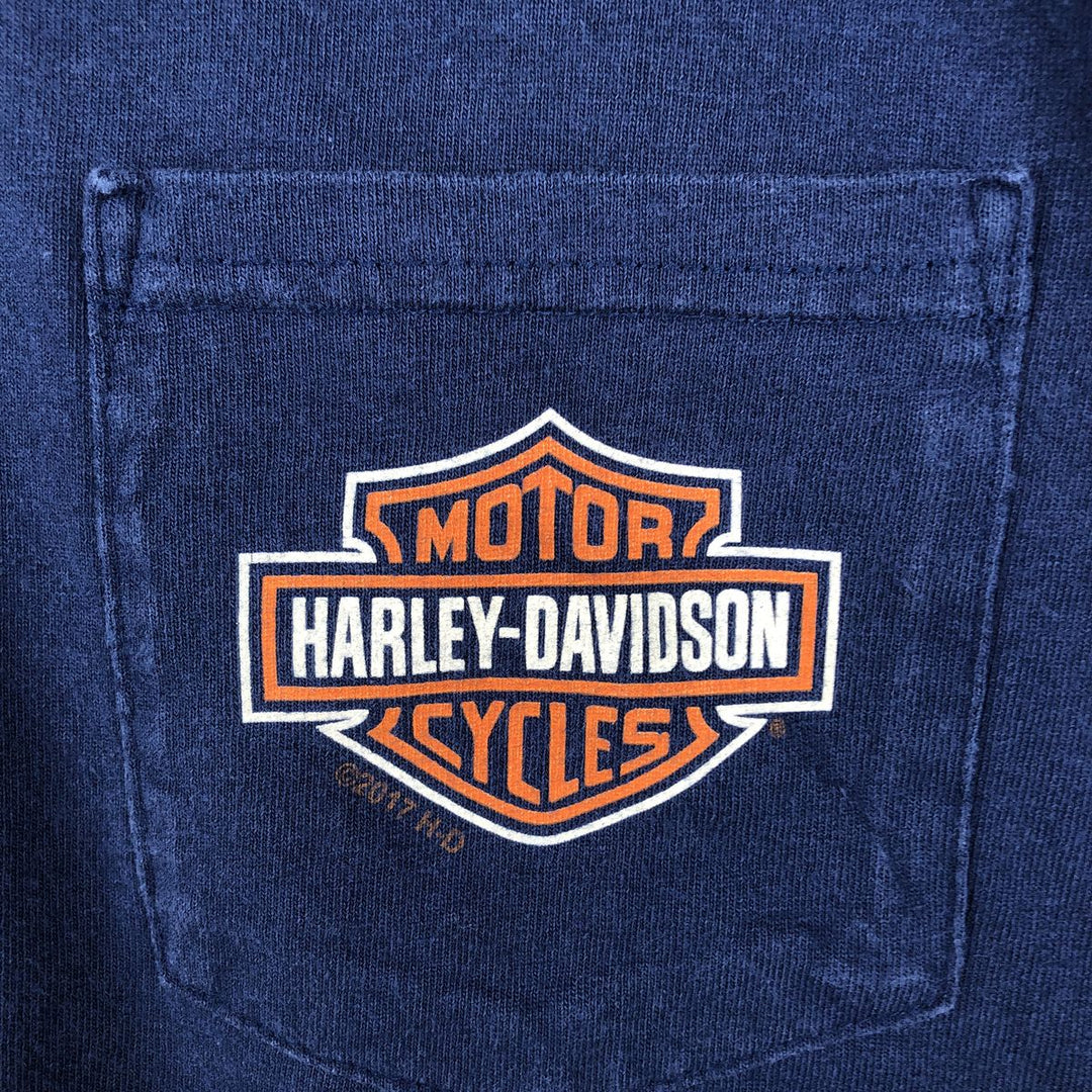 Harley-Davidson Motorcycle Long Sleeve T-Shirt, Men's Size XL unclear navy blue type Vintage Second Hand