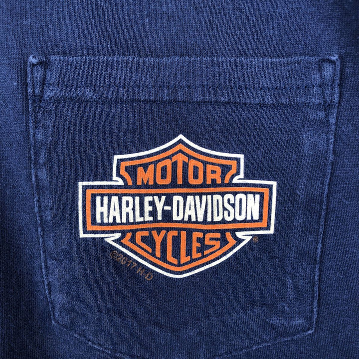 Harley-Davidson Motorcycle Long Sleeve T-Shirt, Men's Size XL unclear navy blue type Vintage Second Hand